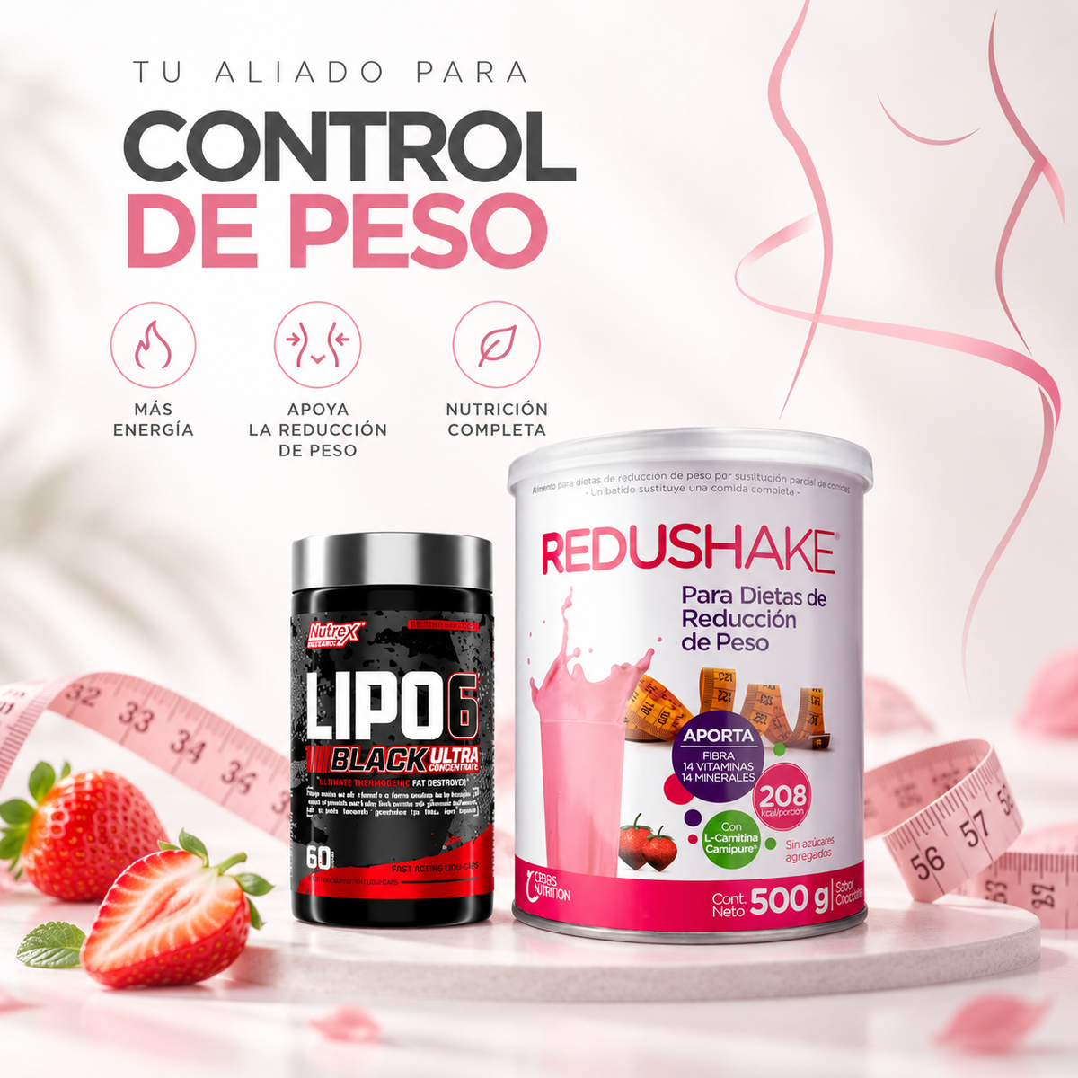 COMBO DEFINICION Y CONTROL DE PESO| Redushake + Lipo 6 Black