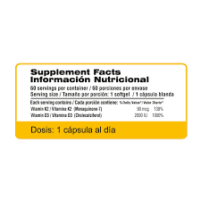 Vitamin D3 + K2 (MK-7) – 60 Softgels - QUALIVITS