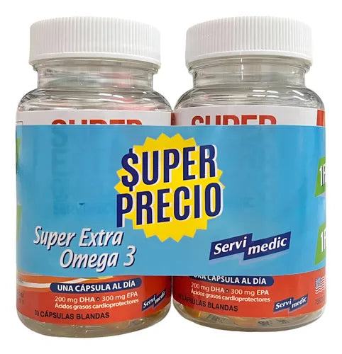 SUPER EXTRA OMEGA 3. OFERTA 2 FRASCOS X30 CAPS - SERVIMEDIC
