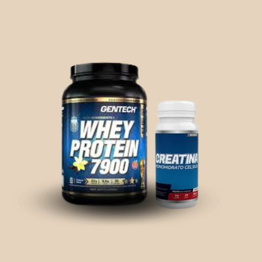 Combo Whey Protein 7900 2lb Gentech+ Creatina Celcius 120gr